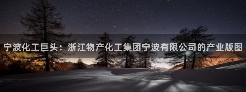 球盟会登录平台入口：宁波化工巨头：浙江物产化工集团宁波有限公