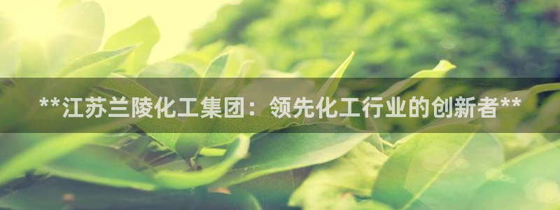 球盟会进不去球员吗：**江苏兰陵化工集团：领先化工行业的创新