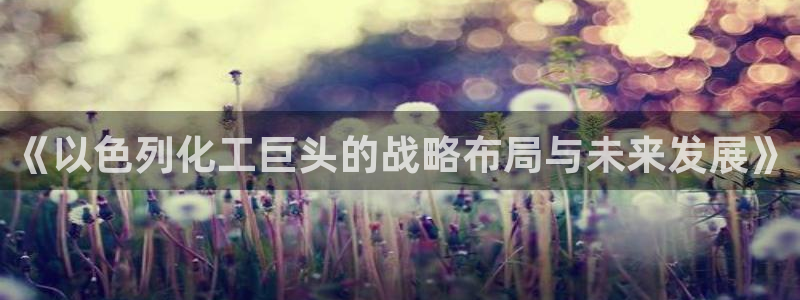 球盟会app网址多少：《以色列化工巨头的战略布局与未来发展》