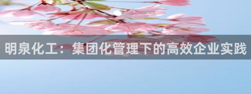 球盟会福利码2023最简单三个步骤：明泉化工：集团化管理下的